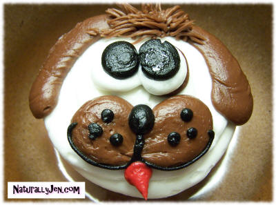 Cute Puppy Dog Cupcake Decorated in Frosting